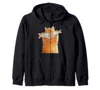 Vintage Cute Funny Cat With 2 Fishes On Eyes Lover Whimsical Zip Hoodie