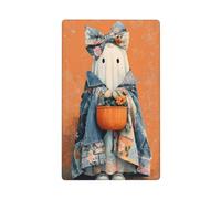 Vintage Cute Ghost in Patchwork Denim Fabric Single Toggle Blank Wall Plate Light Switch Cover Decorative 1 Gang for Kitchen Room Bathroom Size 11.4x7cm