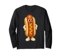 Vintage Cute Hot Dog Mascot Retro Ceramic Style Long Sleeve T-Shirt