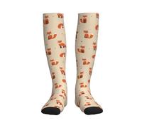 Vintage Cute Little Red Fox Compression Socks Knee High Socks Cushion Stocking For Circulation Post-Surgery Seniors Women 1 Pair 50Cm