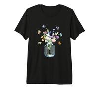Vintage Cute Mason Jar Bee Butterfly Wildflower Cottagecore Premium T-Shirt