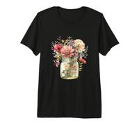 Vintage Cute Mason Jar Wildflower Cottage core Premium T-Shirt