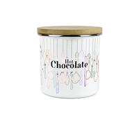 Vintage Cutlery Hot Chocolate Storage Canister - White Metal Enamel Kitchen Food Storage Container