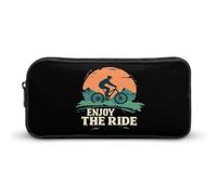 Vintage Cyclist Enjoy The Ride Bicycle Simple Pencil Case Big Capacity Pouch Box Travel Makeup Bag