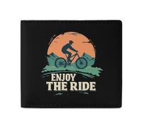Vintage Cyclist Enjoy The Ride Bicycles Classic Mens Wallet Slim Leather Card Holder Bifold Wallets Front Pocket