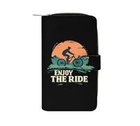 Vintage Cyclist Enjoy The Ride Bicycles Long Purses for Women Leather Card Holder Mens Wallet Coin Purse