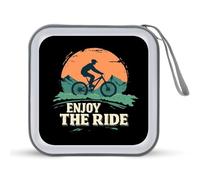 Vintage Cyclist Enjoy The Ride Bicycles Portable CD Case Holder 48 Capacity Travel DVD Storage Boxs Wallet Bag