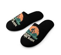 Vintage Cyclist Enjoy The Ride Bicycles Warm Mens Slippers Slip On Soft Fleece House Shoes Winter Indoor Outdoor