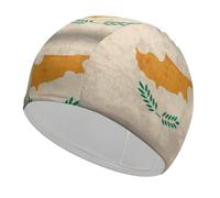 Vintage Cyprus Flag Swimming Cap for Men Women Elastic Shower Cap Fits Long Curly Hair Swim Accessories