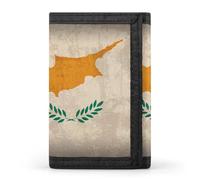 Vintage Cyprus Flag Trifold Men's Wallets with 8 Card Slots & Key Hook Slim Travel Purse Money Clip