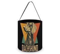 Vintage Dachshund Dog Halloween Tricking Or Treating Candy Bag Reusable Tote Bag for Party Easter