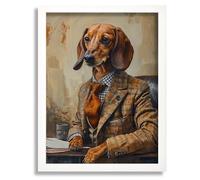 Vintage Dachshund In A Suit Print Painting Animal Wall Art Dachsund Picture Home Poster A3 - Wall Art Home Decor Movie Poster Canvas Film Cinema Retro Vintage Cult Classic Nostargic Saga Modern repri
