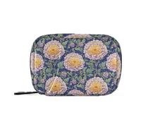 Vintage Dahlia Flower Colorful Travel Bag with Detachable Compartments Convenient Travel bagportable Pill Organizer