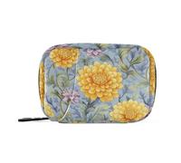 Vintage Dahlia Flower Yellow Purple Pill Bags with Detachable Compartments Attachable bagsmedicine Pill Organizer
