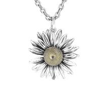Vintage Daisy Flower Pendant Necklace Summer Sunflower Retro S925 Silver Personalized Chrysanthemum Long Necklaces Jewelry Birthday Birthday Gift for Women Men