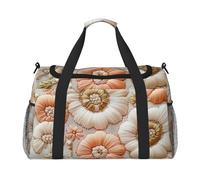 Vintage Daisy Imitation Embroidery Waterproof Weekender Bags Duffel Bag Large Carry On Hand Luggage Bags Foldable Tote Bag for Travel Sports Gym Dance