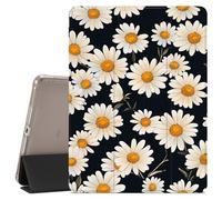 Vintage Daisy Pattern for iPad Pro 11 Inch 2022/2021/2020/2018 Flower Protective Case for Girls,Pencil Holder & Clear Soft TPU Back & Trifold Black Cover Scratchproof Case