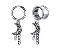 Vintage Dangle Ear Tunnels Plugs Stainless Steel Screw Ear Gauges Ear Expander Flesh Tunnels Piercing (Style#1, Gauge=11/16"(18mm))