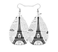 Vintage Dangle Earring Paris, Retro Eiffel Tower Sketch Line Art Leather Dangle Drop Earrings Novelty Teardrop Leather Earrings For Mother’S Day Decorations Ladies
