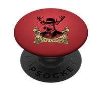 Vintage Dapper Stag Merry Christmas Formal Holiday Graphic PopSockets Adhesive PopGrip