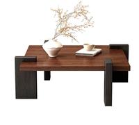 Vintage Dark Brown Square Coffee Table - Solid Wood Eco-Panel, Style, Spacious Storage, Mortise and Tenon Construction, Ideal for Living Room & Office (60x60x32cm)