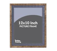 Vintage Dark Navy Blue and Gold Picture Frame - Ornate 12x10 inch Beaded Edge Distressed Photo Frame, Shabby Chic French Country Style Home Décor, Vertical or Horizontal Display for Artwork or Photos