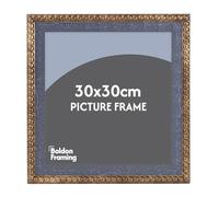 Vintage Dark Navy Blue and Gold Picture Frame - Ornate 30x30cm Beaded Edge Distressed Photo Frame, Shabby Chic French Country Style Home Décor, Vertical or Horizontal Display for Artwork or Photos