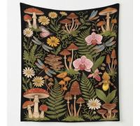 Vintage Dark Sofa Throw Microfiber Cosy Bedding Soft Mushroom Flower Dragonfly Forest Academic Botanical Couch Blanket Machine Washable No Shedding for Sofa Bed Couch or Chair 59in × 59in