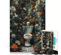 Vintage Dark Toilett 1000 Piece Jigsaw Puzzles Mind Challenge Toy High Precision Die Cut Amusing Challenge for Waiting Time (50x75cm)