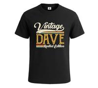 Vintage Dave Limited Edition T-Shirt for Men Funny Joke Novelty Gift Tee Top(Black, L)