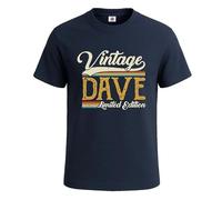 Vintage Dave Limited Edition T-Shirt for Men Funny Joke Novelty Gift Tee Top(Navy Blue, L)