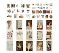 Vintage Decals - 60PCS Aesthetic Scrapbook Stickers, Multipurpose Decorative Ephemera, DIY Crafting Hardware, Art Supplies, Colorful Paper for Card Making Photo Album Journaling Planner Stationary