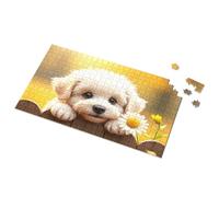 Vintage Decor Adorable Puppy Peeking Over Wooden Fence With Flowers Picture Puzzle Funny Home Sign Vintage Signs Metal(1000PCS)
