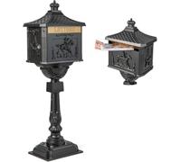 Vintage Decor Black Ornate Freestanding Lockable Post Box 117cm H x 42cm W x 38cm D Letter Box Victorian Style Cast Aluminium Waterproof (Black)