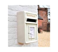 Vintage Decor® British Post Box CREAM Cast Iron Wedding Authentic Pillar Replica Lockable with 2 keys Letter Box Heavy Duty Front with wall bracket
