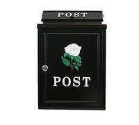 Vintage Decor by DWD® Weatherproof Post Box Rose Design-Lockable Heavy Duty Secure Wall Mounted Letter Mail Post Box for Walls/Gates/Garages.Charming, easy to fit (Black with White Rose)