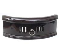 Vintage Decor Cast Iron Curved Fire Front with Matt Black Brown Enamel Finish, Classic Design with Central Handle, 16 inch Porcelain Enamel Majolica Brown