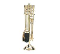 Vintage Decor Classic Brass Fireside Companion Set, 40cm Height, for Open Fires, Includes Brush, Tongs, Shovel, Poker, Stand