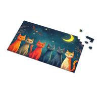 Vintage Decor Magical Night With Colorful Cats Picture Puzzle Funny Home Sign Vintage Signs Metal(1000PCS)