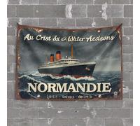 Vintage Decor Normandie: A Journey Through Time On The Legendary Ocean Liner Tapestry Funny Kitchen Decor Door Decorations for Bedroom(75X100CM)