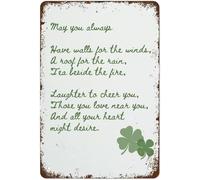Vintage Decor Tin Sign St. Patrick's Day Irish Blessing Print for Living Room Kitchen Gift St Patricks Day Metal Signs Wall Decor 8x12 Inch