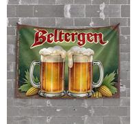 Vintage Decor Two Mugs Of Beer With Foam On A Green Background. Tapestry Beer Decor Earthy Room Decor(100X150CM)