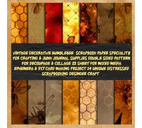 vintage decorative bumblebee scrapbook paper speciality for crafting & junk journal supplies double sided pattern for decoupage & collage 28 sheet for ... distressed scrapbooking desinger craft: honey