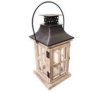 Vintage Decorative Lantern Candle Holder Wooden Rustic Farmhouse Wedding Centerpiece Lantern for Table Top Mantle Wall Hanging Display Party Home Decor Indoor Outdoor Christmas (Style A)
