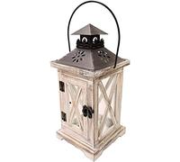 Vintage Decorative Lantern Candle Holder Wooden Rustic Farmhouse Wedding Centerpiece Lantern for Table Top Mantle Wall Hanging Display Party Home Decor Indoor Outdoor Christmas (Style B)