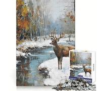 Vintage Deer 1000 Piece Jigsaw Puzzle Thought Challenge Cozy Relaxation Cut Precisely (38x52cm)