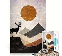Vintage Deer 1000 Piece Jigsaw Puzzles Mind Challenge Toy High Precision Die Cut Amusing Challenge for Waiting Time (50x75cm)