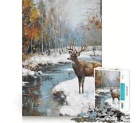 Vintage Deer 1000 Piece Teenager Puzzles Mental Focus Game Precision Cut Smooth Edges Christmas Stocking Stuffer Game (50x75cm)