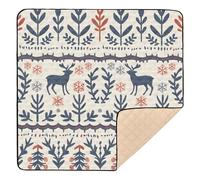 Vintage Deer Beautiful Pattern Baby Play Mat for Floor, 50x50 inch Playpen Mat,Thicken Soft Non-Slip Tummy Time Mat for Toddlers and Infants
