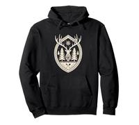 Vintage Deer Crest - Rustic Ski Cabin Christmas Pullover Hoodie